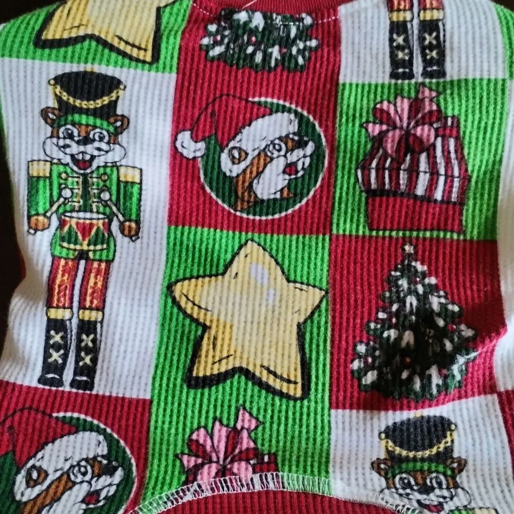 Buc-ee's Christmas Dog Outfit Jumpsuit One Piece Pajamas Waffle Knit Small‎